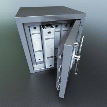 3D rendering of ring binders on a safe deposit box