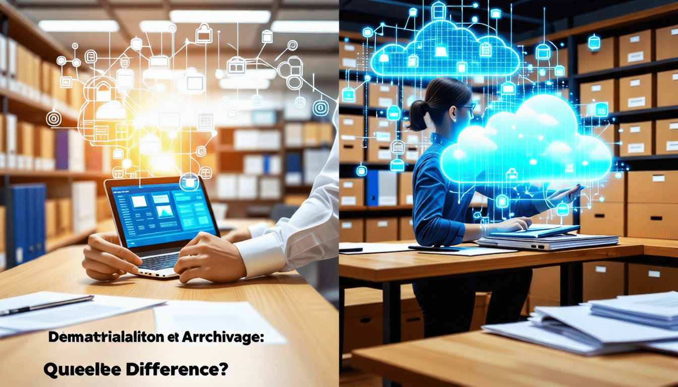 découvrez les différences essentielles entre dématérialisation et archivage. apprenez comment ces deux concepts interagissent et leur impact sur la gestion de l&rsquo;information en entreprise.